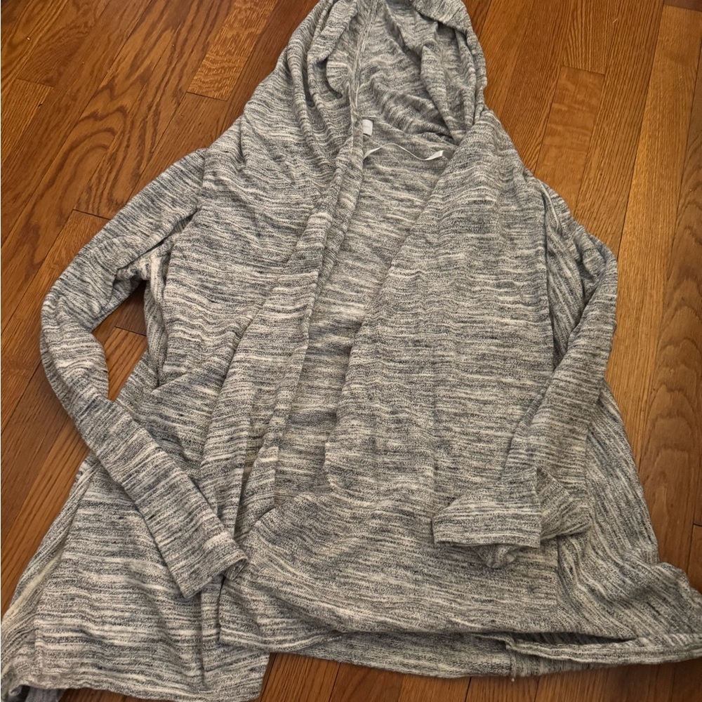 New York & Company Gray Hooded Cardigan